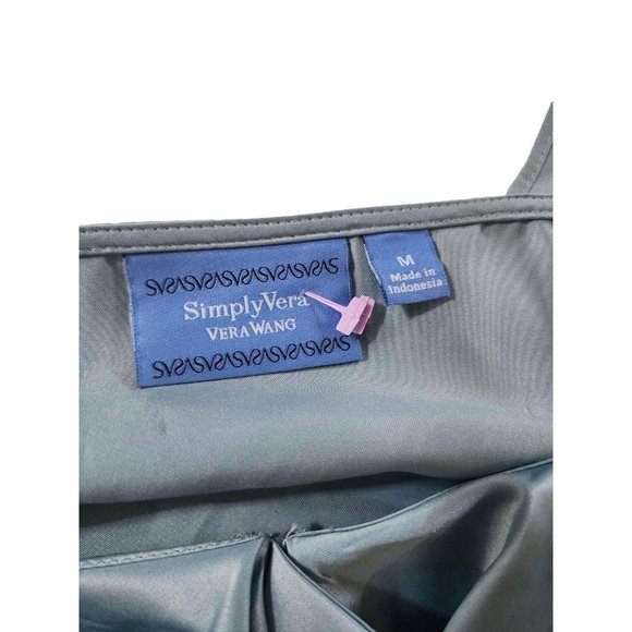 Simply Vera Silk Sleeveless Elegant Ruffles Stone Blue Tank Top Blouse Medium - Picture 2 of 3